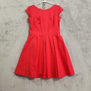 Bodybag By Jude Dress Womens M Pink Fit & Flare‎ Pleated Scoop Neck Short Sleeve